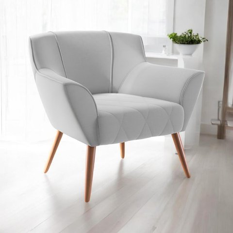 Poltrona Elegante com Pés Palito Glória Cinza