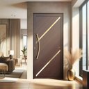 Ver imagem 2 de Porta Pivotante Lambril Duna c/Puxador D. Super Marrom Corten Dourado 120 Brimak