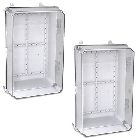 Kit 2 Caixa Plast C28-18-14cm Fecho (m) Tampa Transparente