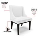 Ver imagem 3 de Kit 10 Cadeiras Estofadas Sala de Jantar Base Fixa de Madeira Preto Lia Sintético Branco - Ibiza