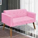 Ver imagem 2 de Poltrona Namoradeira Decorativa Pés Palito Karen Suede Rosa - Gran Belo