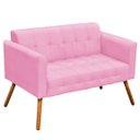 Ver imagem 1 de Poltrona Namoradeira Decorativa Pés Palito Karen Suede Rosa - Gran Belo