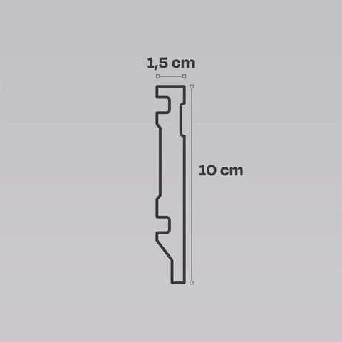 Kit 10m Linear Rodapé Pvc Edge Branco Frisado 10cm X 15mm X 2m