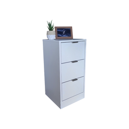 Mesa de Cabeceira Branca 30cm 3 Gavetas Mdf Quarto Gaveteiro Puxador Cinza - sem Rodinhas Já Montado - 1