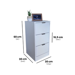 Mesa de Cabeceira Branca 30cm 3 Gavetas Mdf Quarto Gaveteiro Puxador Cinza - sem Rodinhas Já Montado - 2