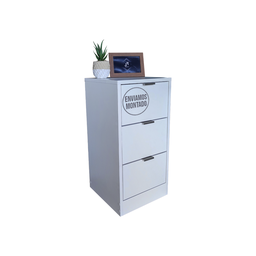 Mesa de Cabeceira Branca 30cm 3 Gavetas Mdf Quarto Gaveteiro Puxador Cinza - sem Rodinhas Já Montado - 5