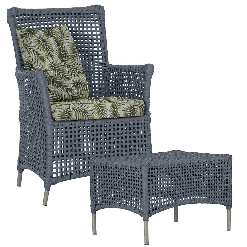 1 Poltrona e 1 Mesa Igapó em Alumínio Pintura Fendi Corda Náutica