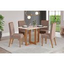 Ver imagem 1 de Conjunto: Mesa de Cozinha Natalí C/ Tampo Madeirado C/ Vidro Reto 120x80cm e 4 Cadeiras Nina Nature