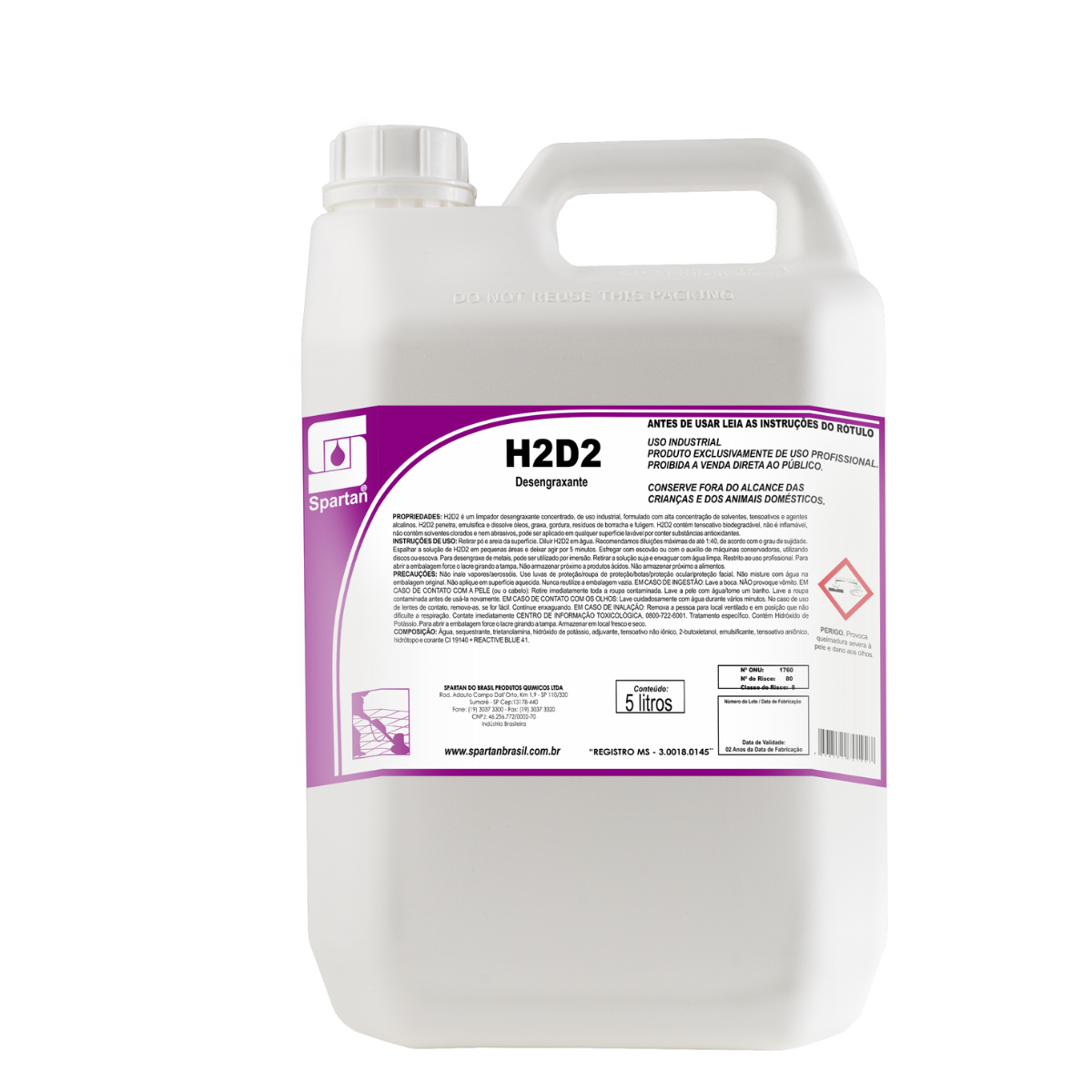 Detergente Desengraxante H2d2 5l Spartan Uso Profissional