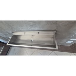 Lavatório Coletivo com Bancada para 2 Torneiras 1,00m - Construinox - 4