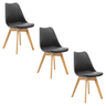 Kit 3 Cadeiras Estofadas Saarinen Wood Pés de Madeira Preto - 1