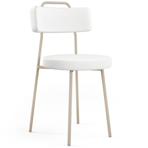 Cadeira Decorativa Estofada para Sala de Jantar Barcelona Arena L02 Facto Branco - Lyam