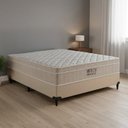 Ver imagem 3 de Cama Box com Baú Reforçado Colchão Airtech Queen Molas Ensacadas Ortobom 158x198 Bege