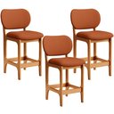 Ver imagem 1 de Kit 03 Banquetas Baixa Bar Cozinha Sala Jantar Fixa Betta L02 Imbuia Tecido Terracota - Lyam Decor B