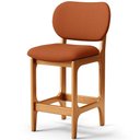 Ver mais imagens de Kit 03 Banquetas Baixa Bar Cozinha Sala Jantar Fixa Betta L02 Imbuia Tecido Terracota - Lyam Decor B