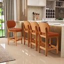 Ver imagem 2 de Kit 03 Banquetas Baixa Bar Cozinha Sala Jantar Fixa Betta L02 Imbuia Tecido Terracota - Lyam Decor B