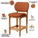 Ver imagem 4 de Kit 03 Banquetas Baixa Bar Cozinha Sala Jantar Fixa Betta L02 Imbuia Tecido Terracota - Lyam Decor B