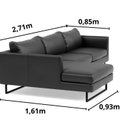 Ver imagem 3 de Sofá 2 Lugares com Chaise Lado Esquerdo e Revestimento em Couro Sintético