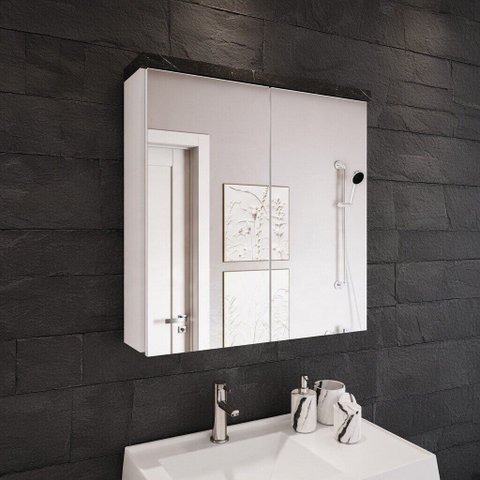 Armário de Banheiro 02 Portas com Espelho 70cm Movel na Caixa