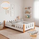 Ver imagem 1 de Cama Infantil Montessoriana Melissa Completa Branca com Colchão, Grade e Luminária Led