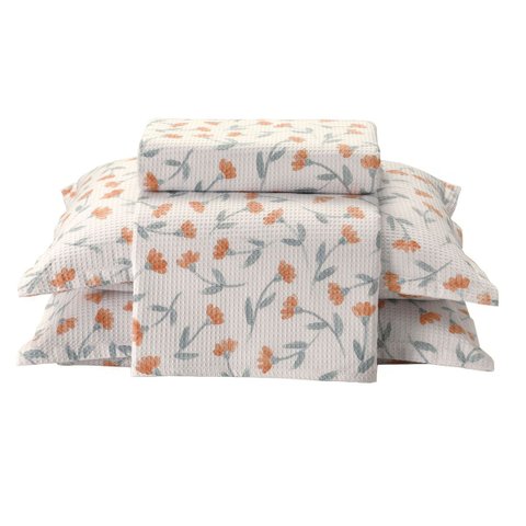 Kit Colcha Queen Piquet Flora 100% Algodão 3 Peças Dohler