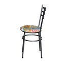 Ver imagem 2 de Conjunto 4 Cadeiras para Cozinha Epoxi Preta Craqueada Assento Floral Happy Hour