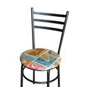 Ver imagem 1 de Conjunto 4 Cadeiras para Cozinha Epoxi Preta Craqueada Assento Floral Happy Hour