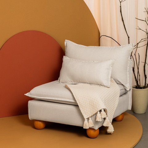 Sofá Modular com Encosto Pé Bolinha Sôma CabeCasa MadeiraOriginals