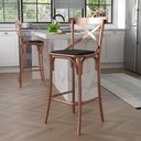 Ver imagem 3 de Banqueta X para Bancada em Aço Cobre com Corano e Encosto Curvo para Cozinha Gourmet Design - Preto
