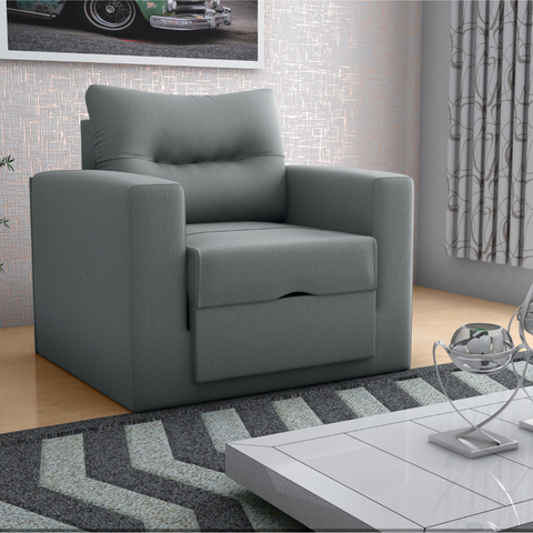 Sofá-Cama Piazza para Sala de Estar para Sala Suede Cinza