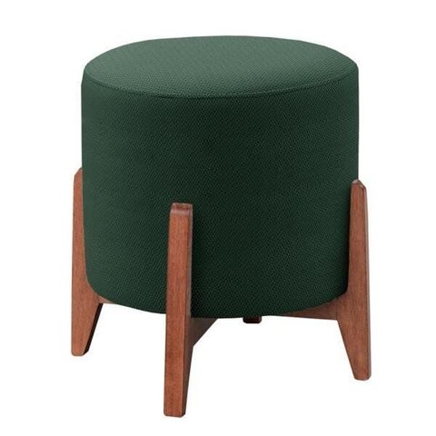 Puff Thor Luxo Madeira Maciça Tecido Veludo Verde