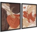 Ver imagem 1 de Kit 2 Quadros Abstratos Terracota Efeito Tinta 24x18cm:moldura Branca