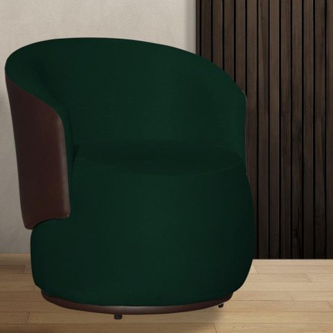 Poltrona Organica Beatriz Suede Verde C/ Composê Corano Marrom - Lm Decor