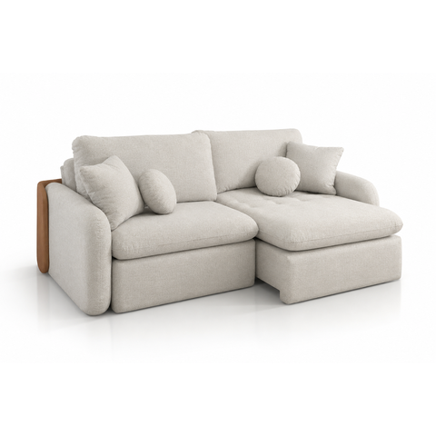 Sofá Retrátil e Reclinável Santorini com Molas Ensacadas e Função Cama:Linho Bege Escuro/2.40