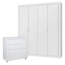 Ver imagem 1 de Guarda Roupa 4 Portas e Cômoda Gaveteiro Tutto New Branco Acetinado - Matic
