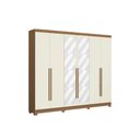 Ver imagem 1 de Guarda Roupa Casal 6 Portas (2 C/ Espelho) e 3 Gavetas C/ Pés Cb01t580 Canela/off White -