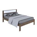 Ver imagem 4 de Cama de Casal com Cabeceira Espaçosa e suporte de até 260 Kg: Nogal com Branco
