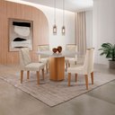 Ver imagem 1 de Mesa de Jantar Eloise 90cm Tampo Mdf Vidro Canto Copo com 4 Cadeiras Isadora Moderna Mobília