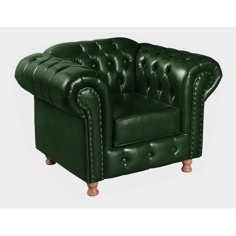Poltrona Luis XV Chesterfiel Decoração Sala Quarto Barbearia Recepção - Couríssimo Verde