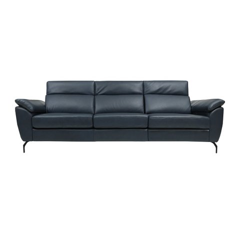 Sofá de Couro Hannover 3 Lugares Blue Bicolor 2,78 M - Mempra