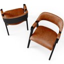 Ver imagem 6 de Kit 2 Cadeiras Sala de Jantar Estar Living Estofada Suran L02 Preto Couríssimo Camel - Lyam Decor