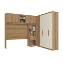 Ver imagem 2 de Guarda-Roupa Modular em L 4 Portas com Cabeceira Milan Marrom/Capuccino/Off White
