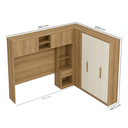 Ver imagem 3 de Guarda-Roupa Casal Modulado 3 Peças com Cabeceira 4 Portas 3 Gavetas Milan Yescasa Capuccino/Off White