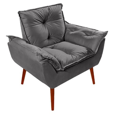 Poltrona Decorativa Opala Suede - Lm Decor Cinza Escuro