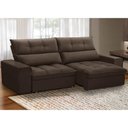 Ver imagem 2 de Sofá Retrátil Reclinável para Sala 3 Lugares 230cm Asaph F04 Veludo Marrom - Lyam Decor