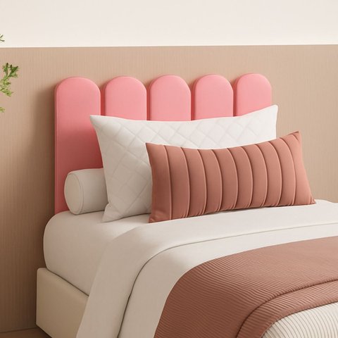 Cabeceira Solteiro Design Nuvem 45cm 5 Placas em Suede Macio:goiaba