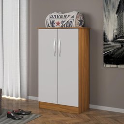 Armário Multiuso Sapateira 2 Portas Alaska Freijó e Off White Notável Móveis - 1