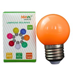Lâmpada Led 3w Bolinha Âmbar Laranja E27 Irc 80 Ang 160º Fp >0.5 220v Marca Hitec - 2