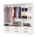 Ver imagem 2 de Guarda-roupa Solteiro Aria 6 Portas 6 Gavetas com Espelho Branco - Pnr Móveis