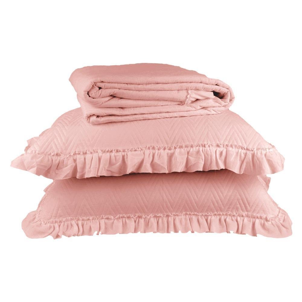 Princesa Colcha Rosa Kit Colcha Queen Babado Rosa - A/CASA | MadeiraMadeira